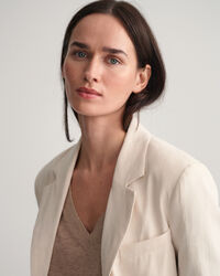 V-ringad slipover i linneblandning