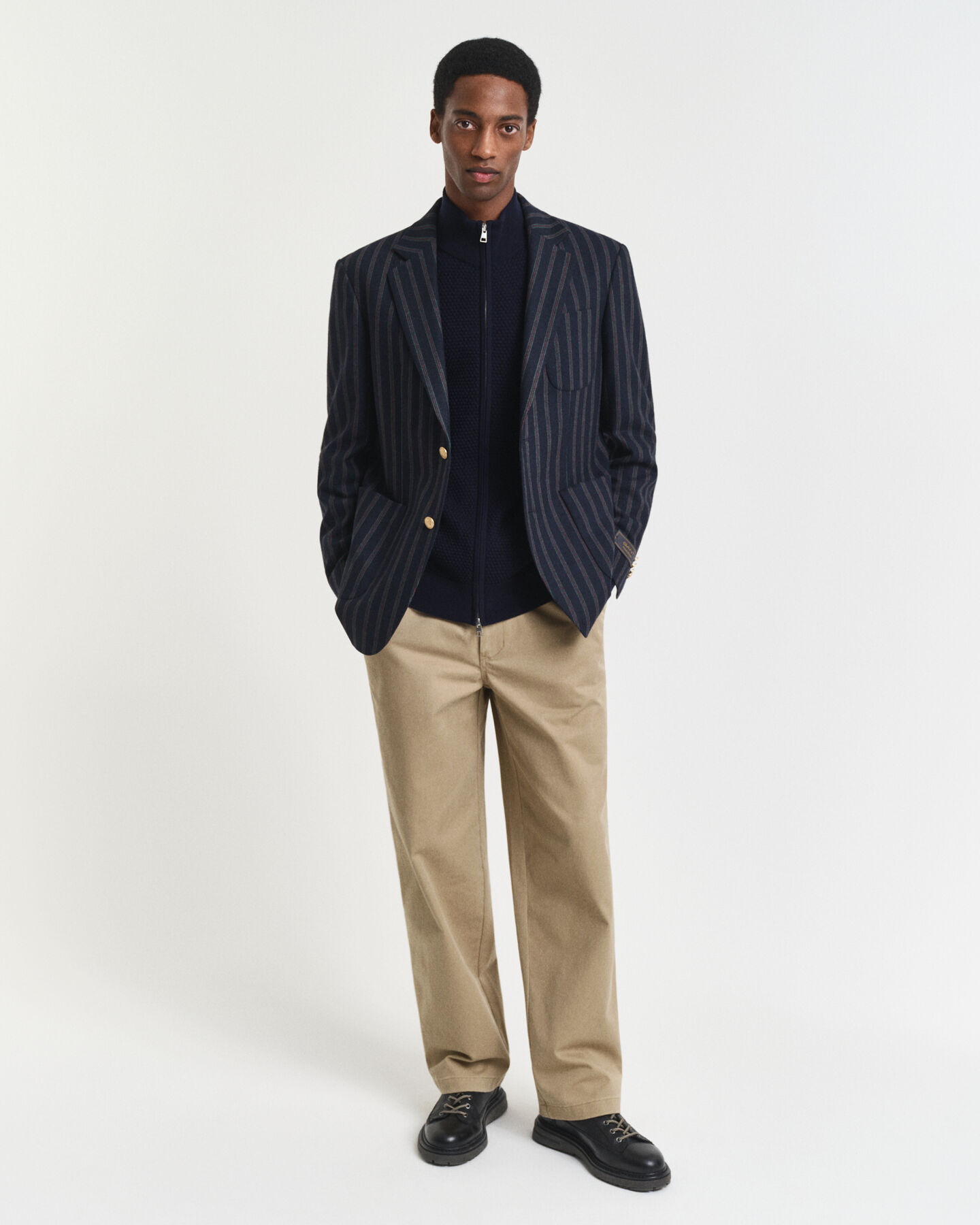 Kofta i bomull och merino med textur