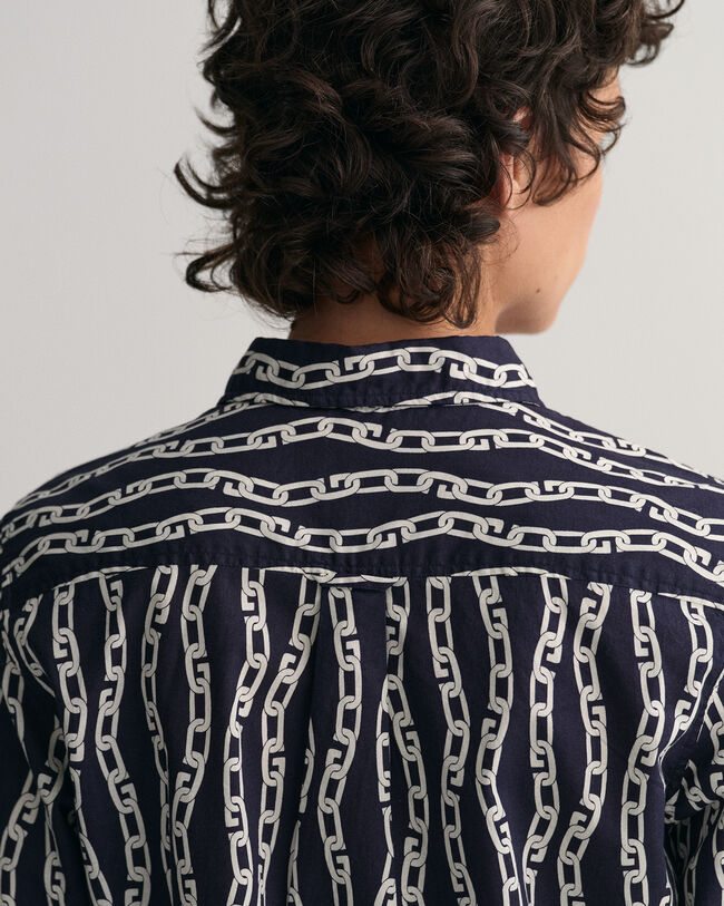 Regular fit Chain Print skjorta i bomullsvoile