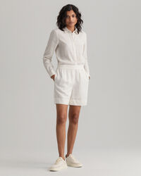 Dra-p&aring;-shorts i linne och viskos