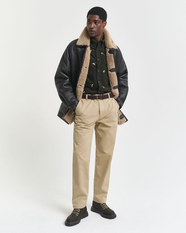 Regular fit broderad manchesterskjorta