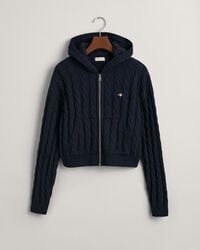 Teen Girls Shield cropped kabelstickad hoodie med dragkedja