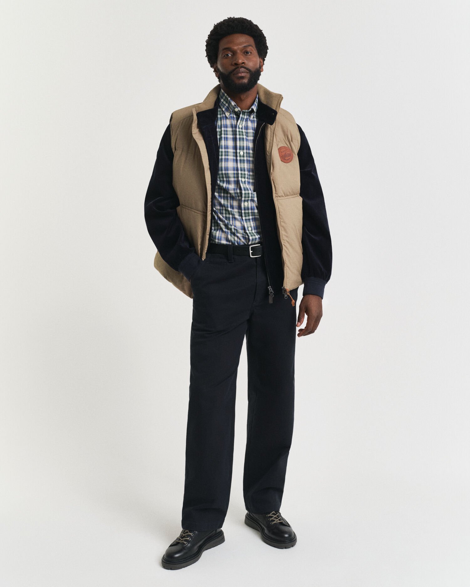 Regular fit rutig poplinskjorta