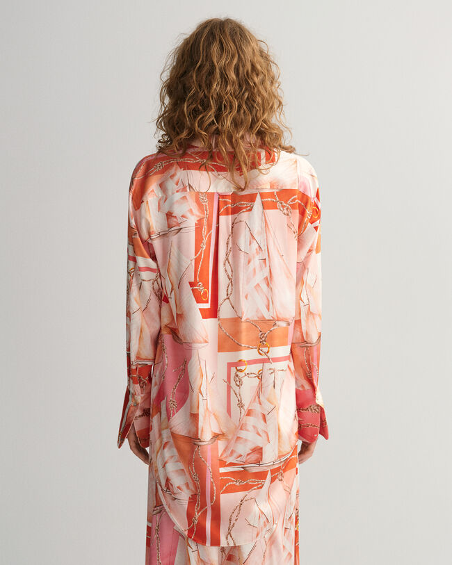 Relaxed fit Sailing mönstrad sidenskjorta