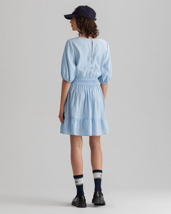 Flounce klänning med puffärm