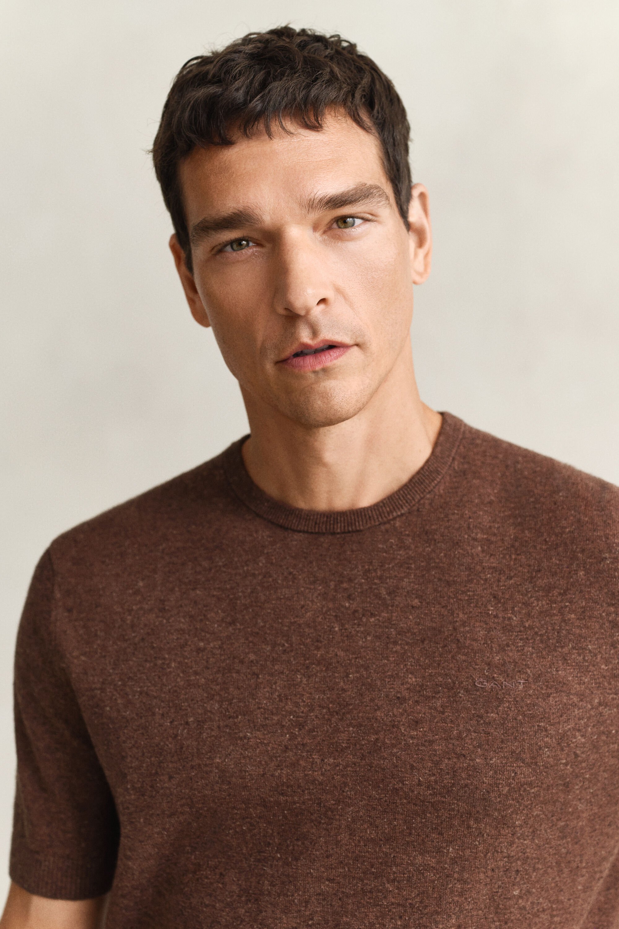 Kortärmad tröja i grovspunnen bomullsblandning