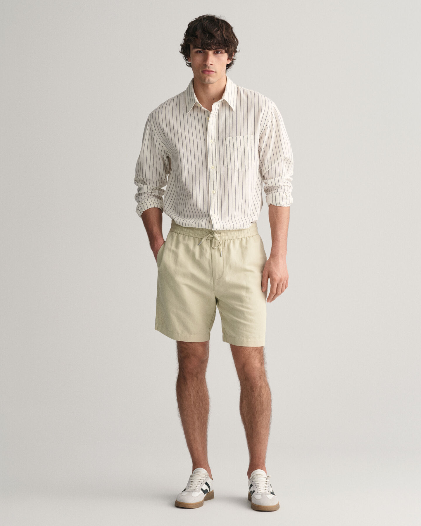 Shorts i bomull och linne