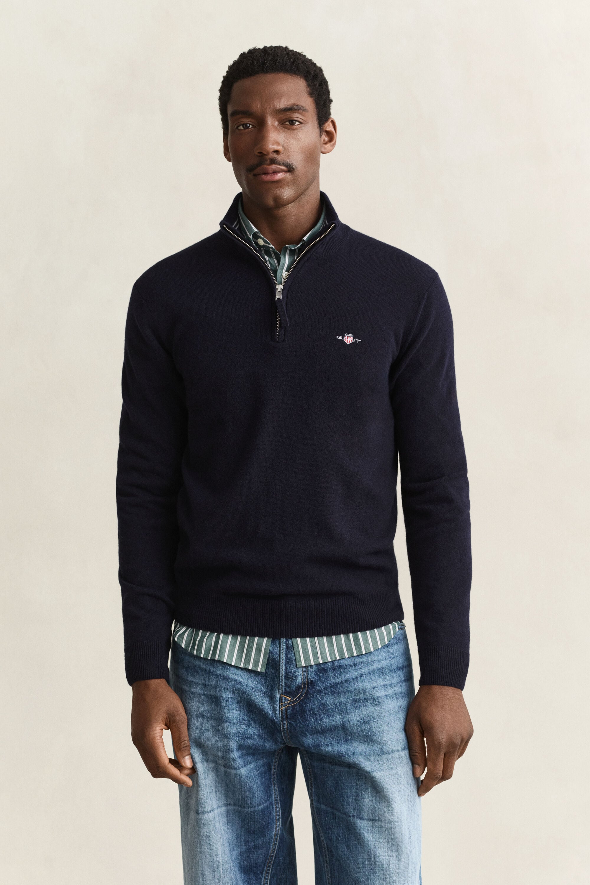 Tröja i lammull med half-zip
