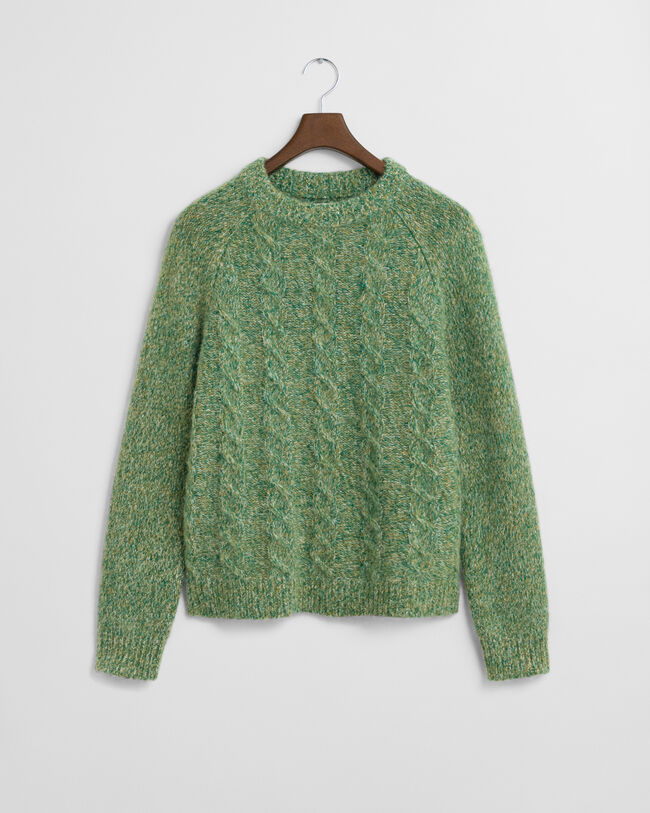 Kabelstickad tröja med rund hals