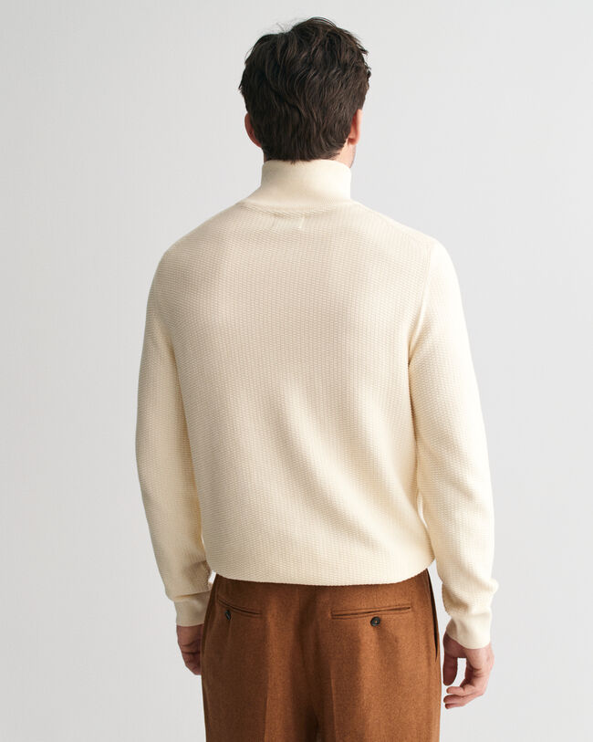 Bomullströja med mikrostruktur och halv dragkedja