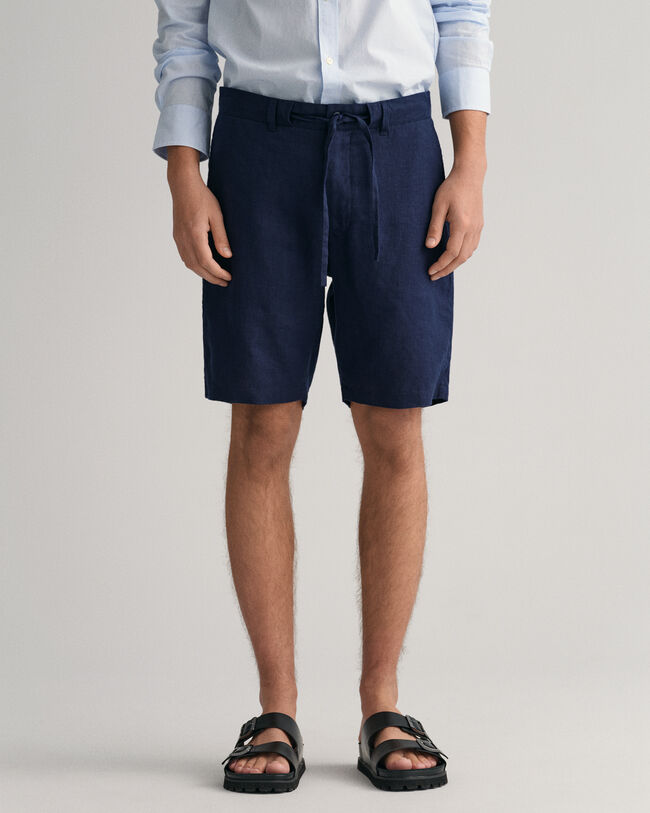 Relaxed fit linneshorts med dragsko