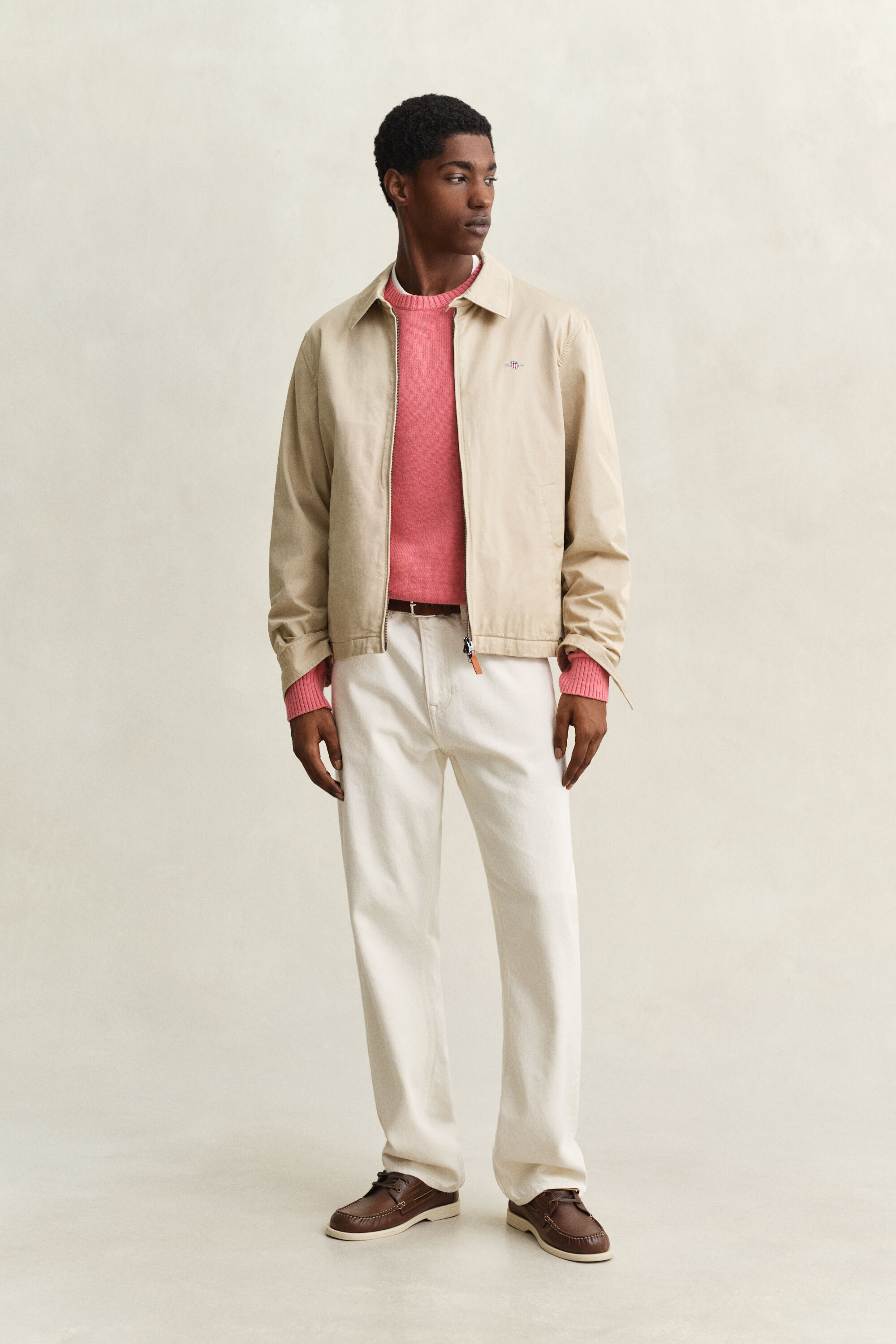 Rundhalsad tröja i bomullsblandning