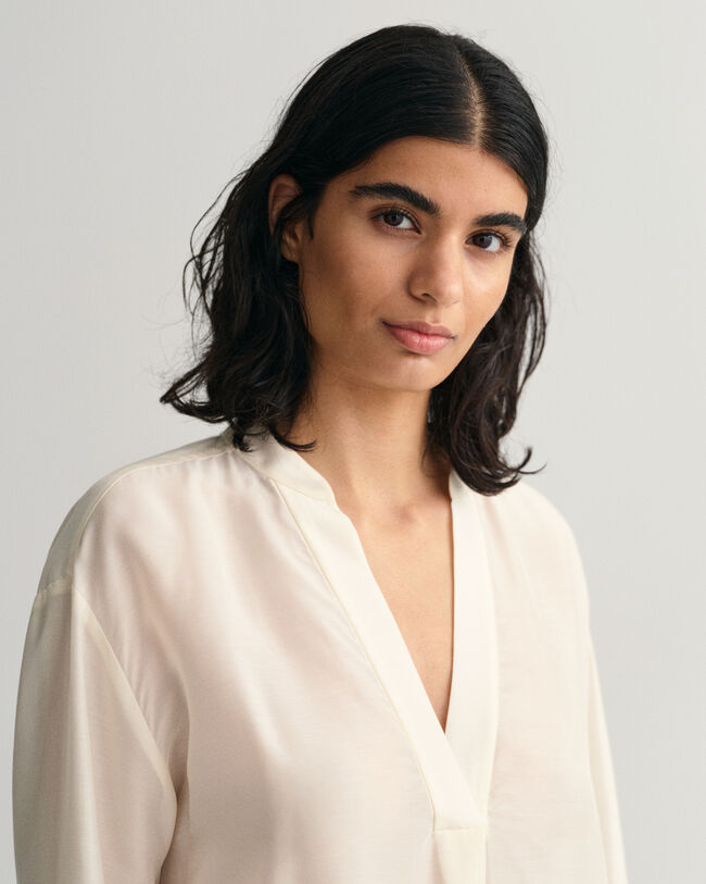 Relaxed fit blus med ståkrage