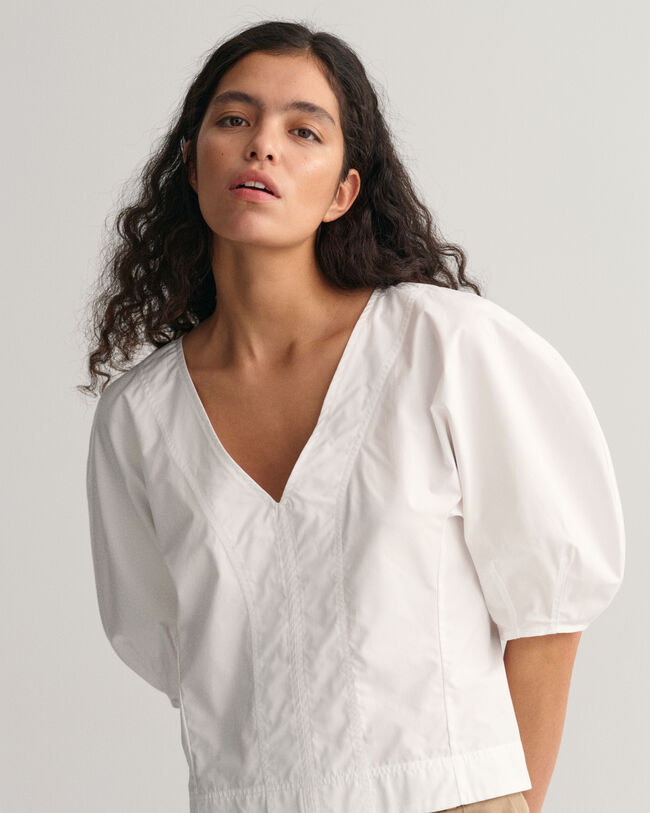 V-ringad topp med ballongärm