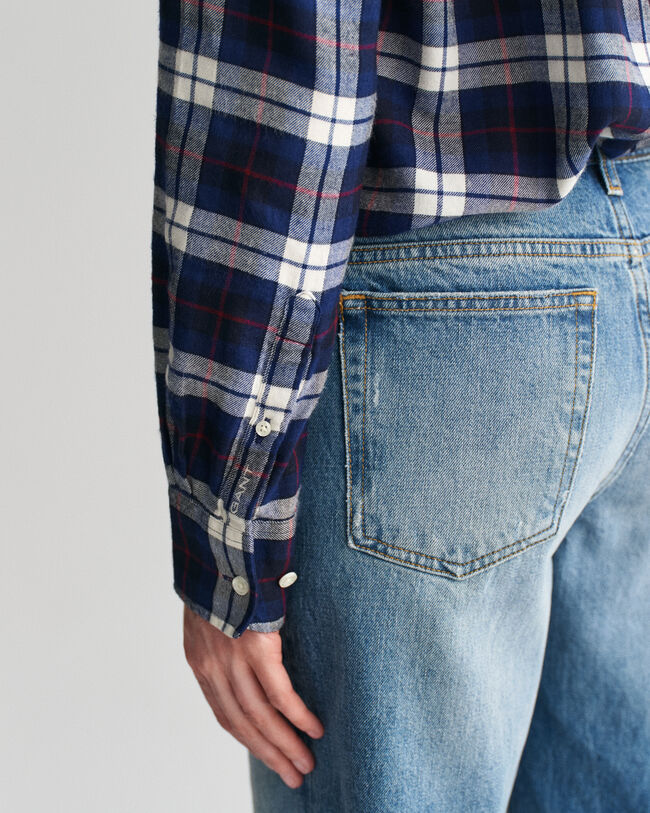 Relaxed fit rutig flanellskjorta