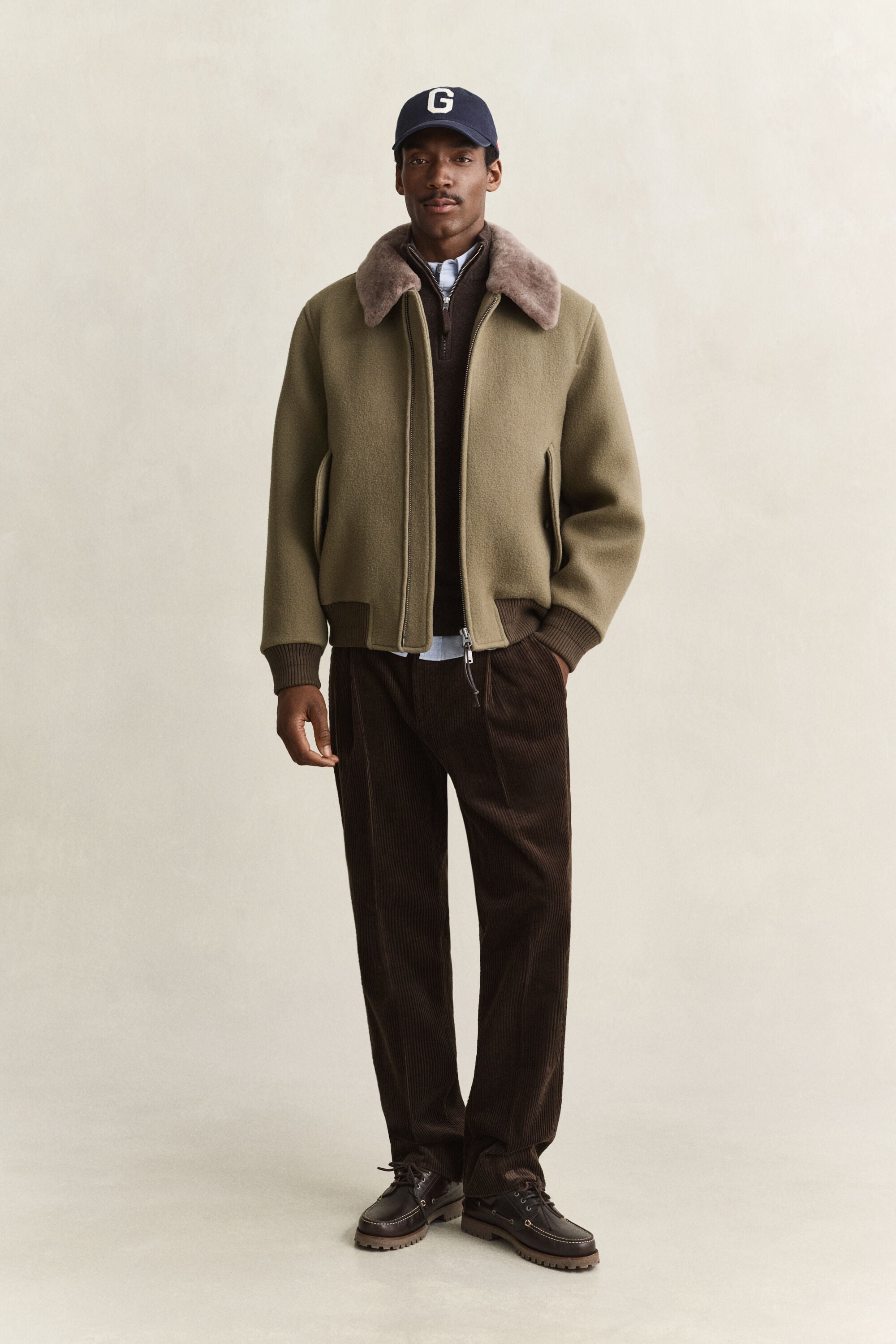 Tröja i lammull med half-zip