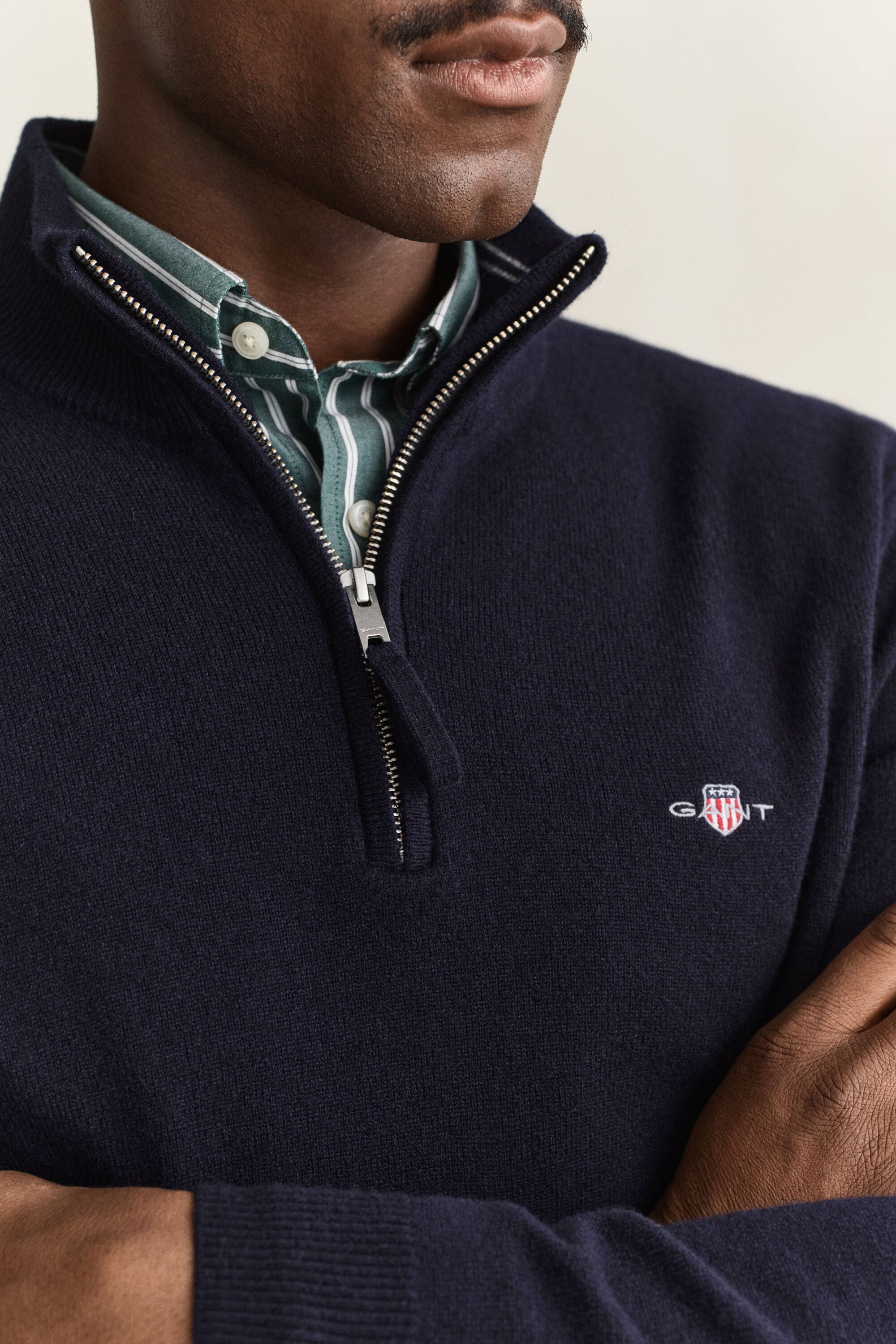 Tröja i lammull med half-zip