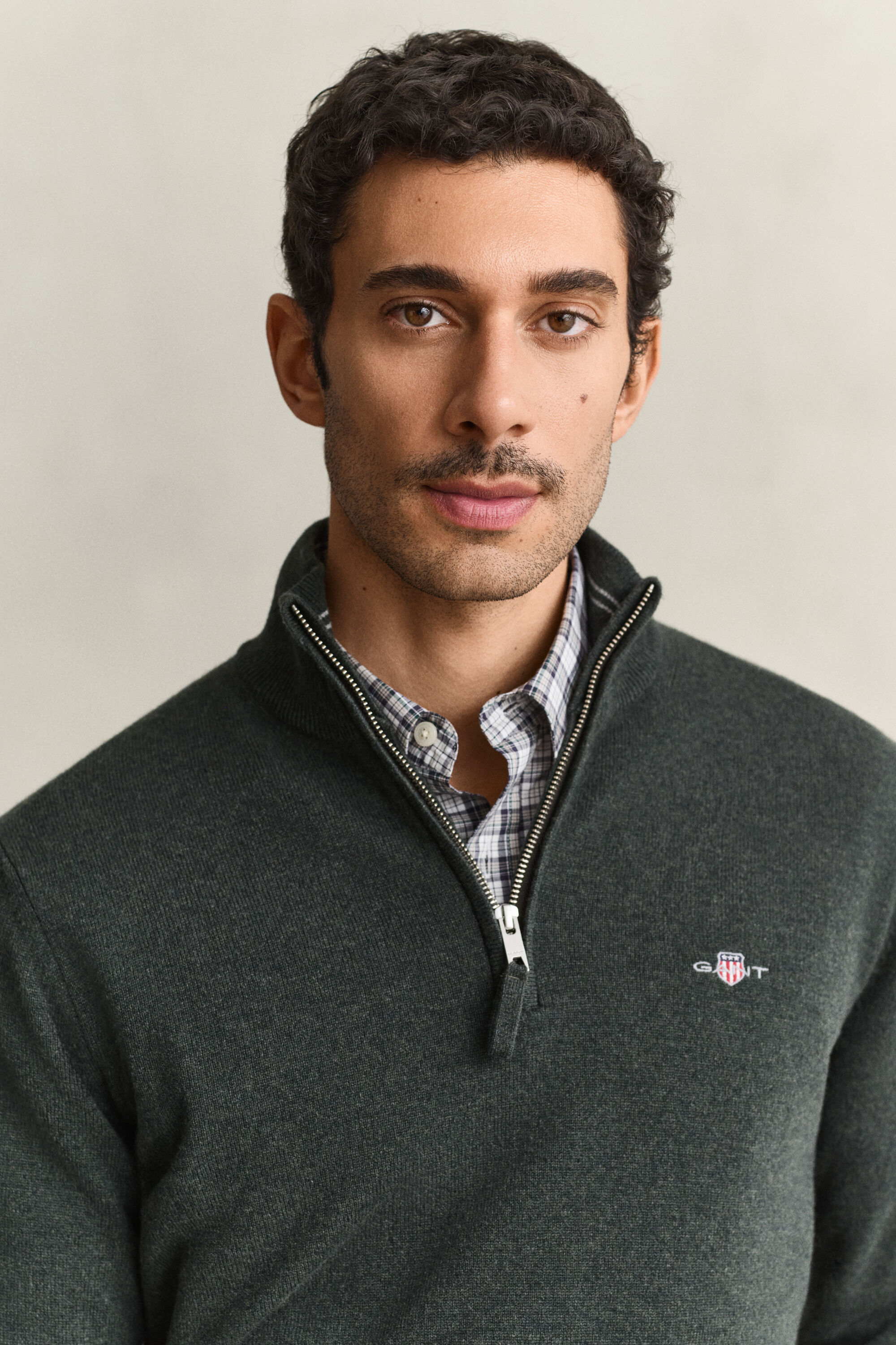Tröja i lammull med half-zip