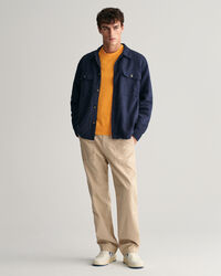 Rundhalsad tr&ouml;ja i bomull och linne