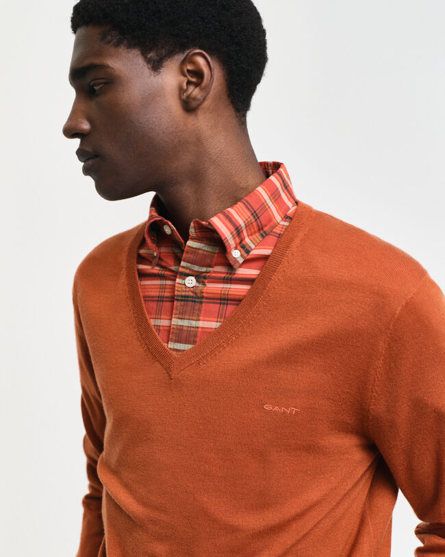 V-ringad tröja i extra fin merinoull