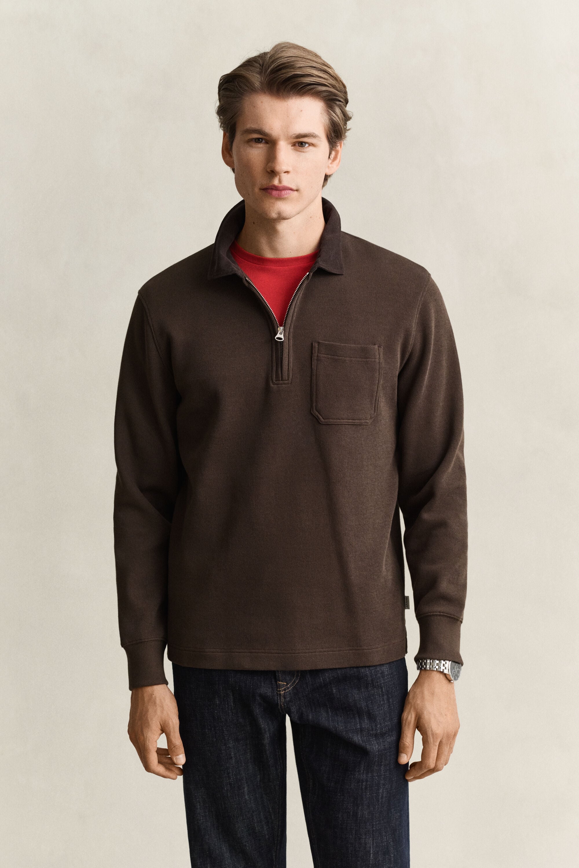Rugger med half-zip