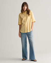 Relaxed fit Luxury kort&auml;rmad randig oxfordskjorta