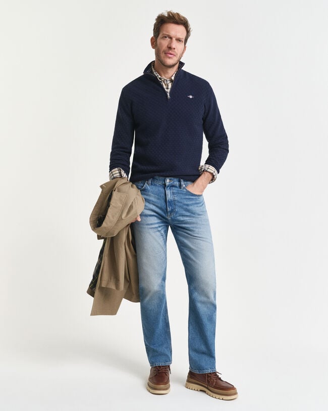 Tröja med half-zip och mikrostruktur