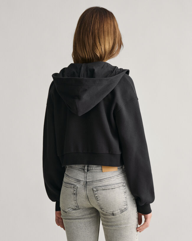 Teen Girls Shield cropped hoodie med dragkedja