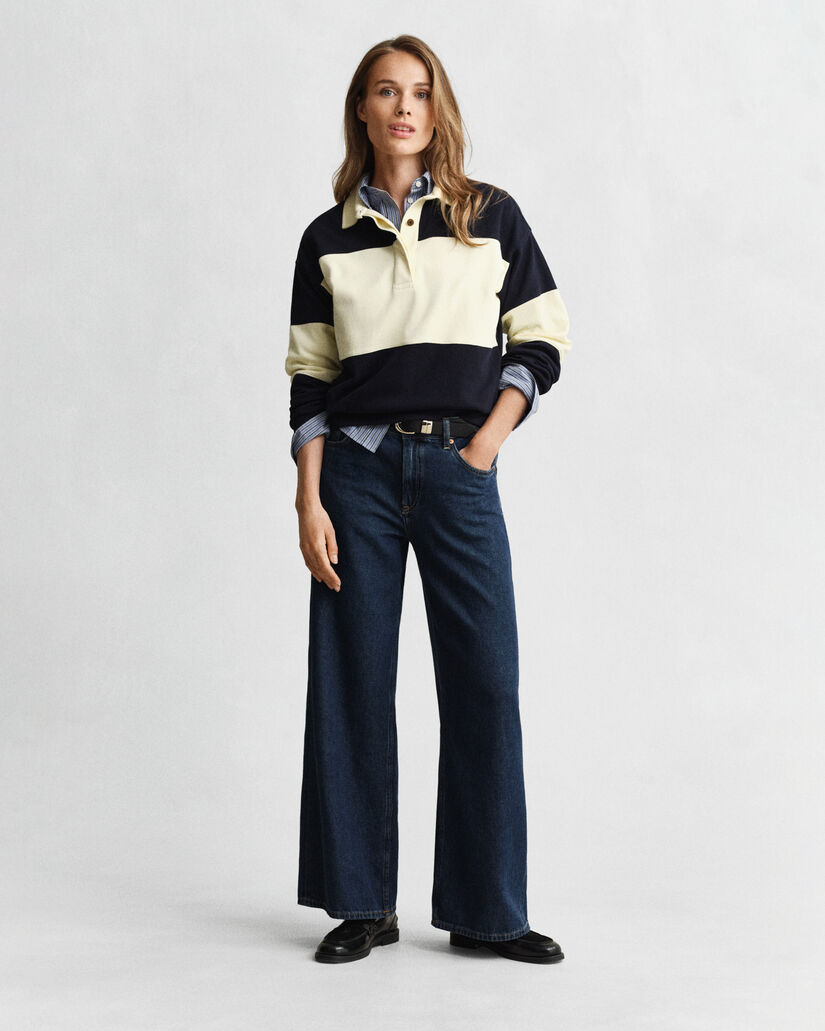 Rugger i pikéstruktur med färgblock