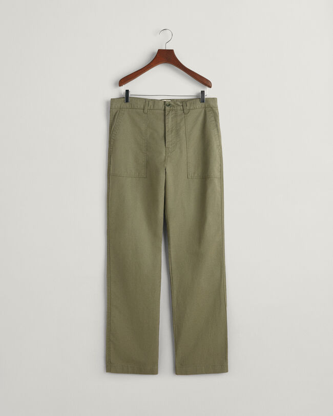 Regular fit chinos i bomull och linne