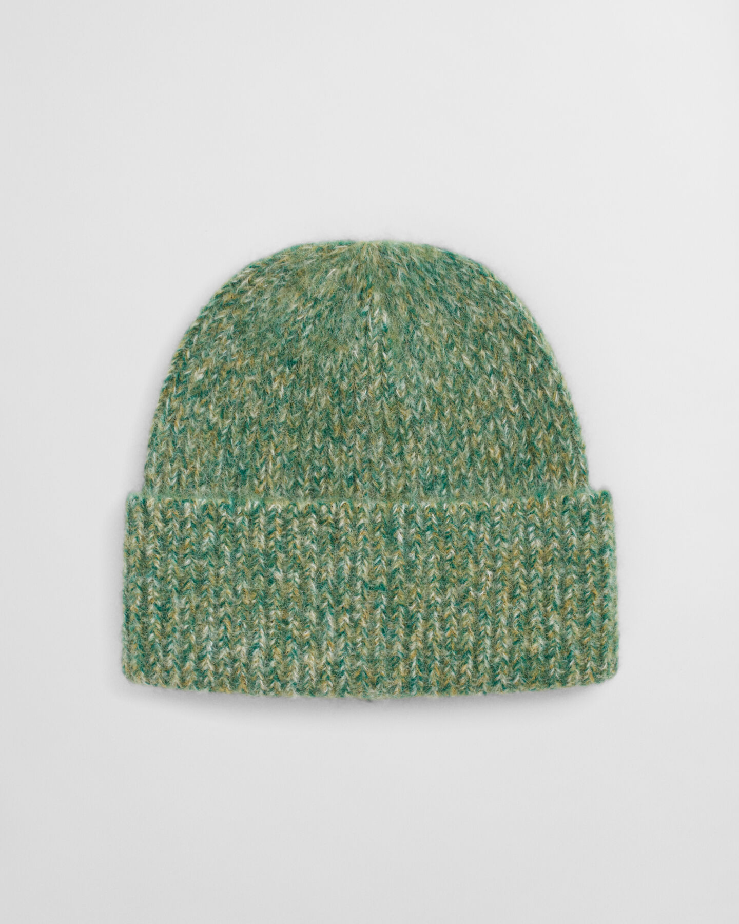 Ribbstickad mössa i alpackaullblandning