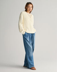 V-ringad bomullstr&ouml;ja med textur