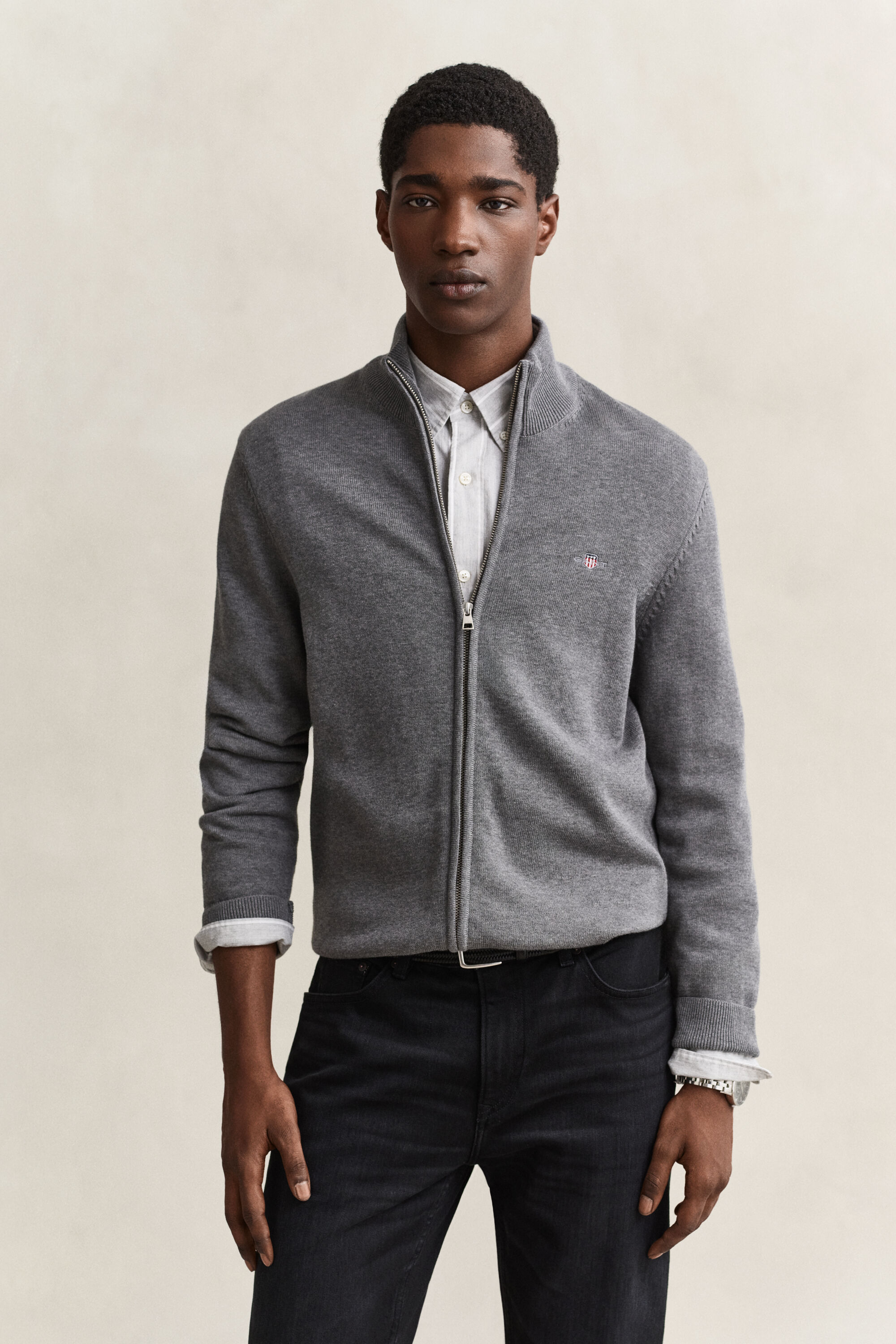 Casual Cotton kofta med dragkedja