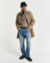 Halvknäppt tröja i ullblandning med neps