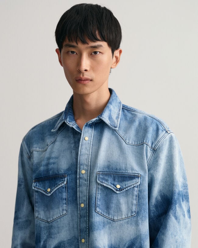 Relaxed fit blekt westernskjorta