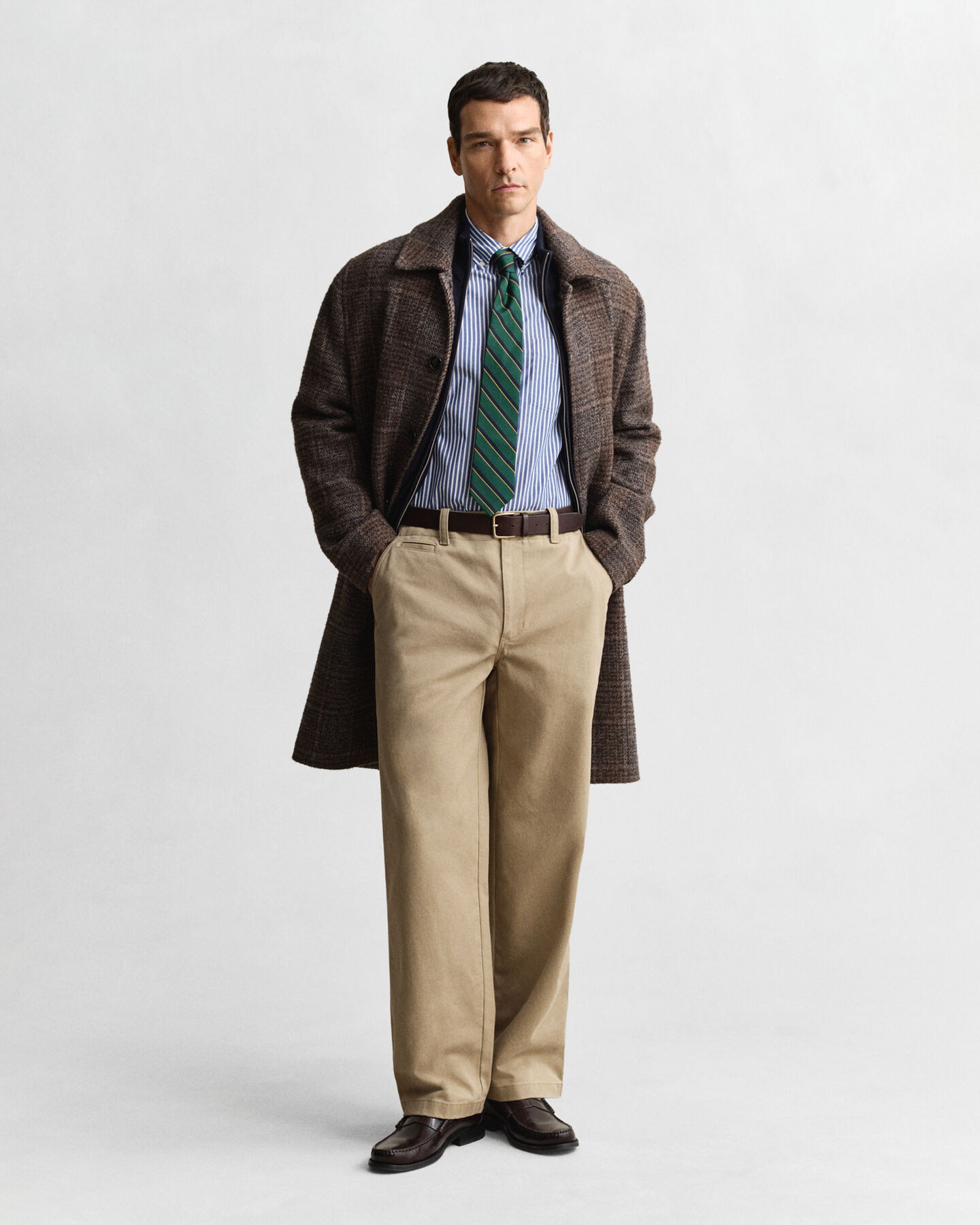 Regular fit klassisk randig poplinskjorta