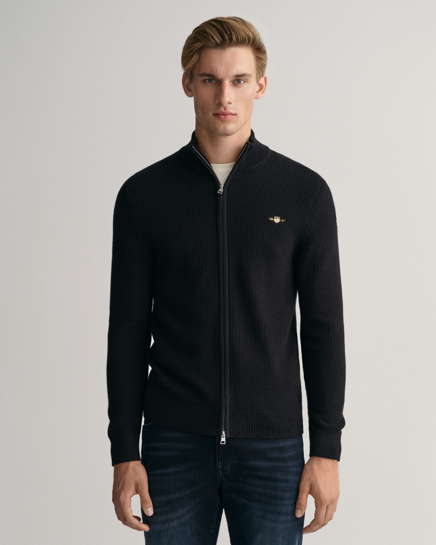 Bomullscardigan med struktur