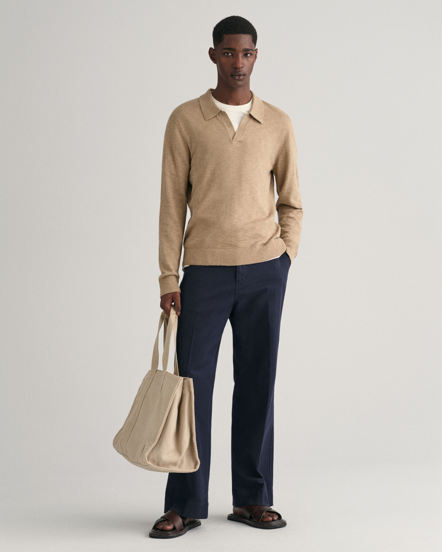 Pikétröja i bomull och linne