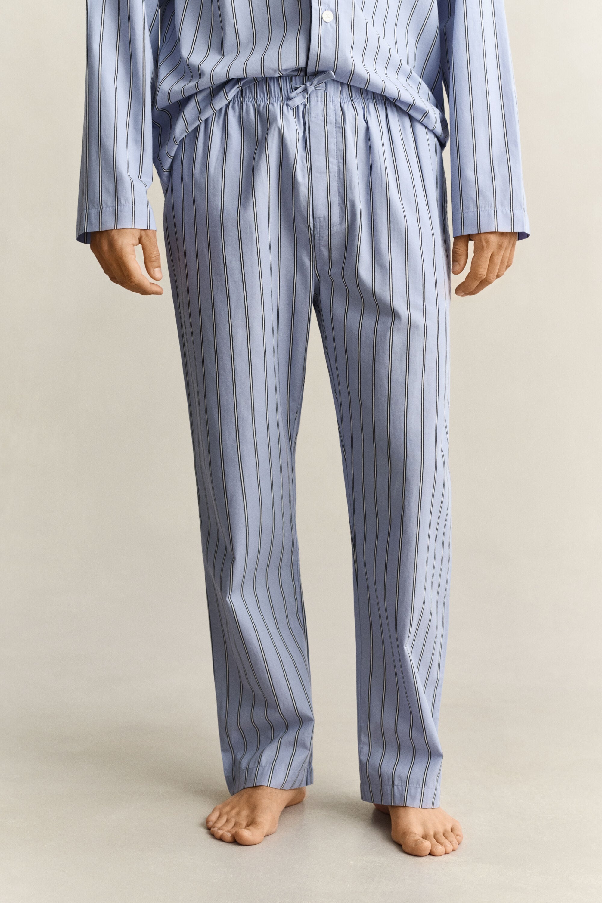 Pyjamasset i randig poplin