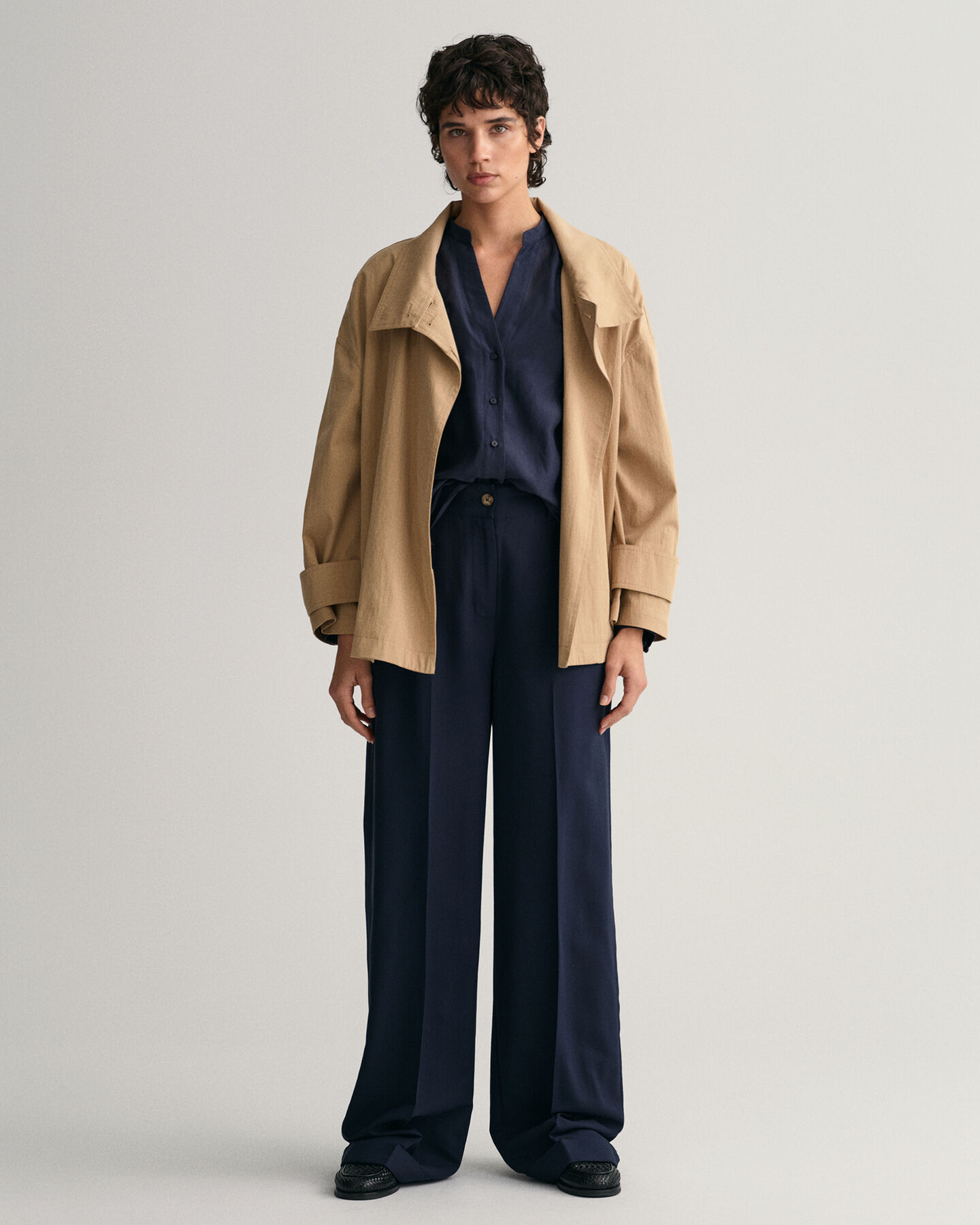 Relaxed fit blus i bomull och silke