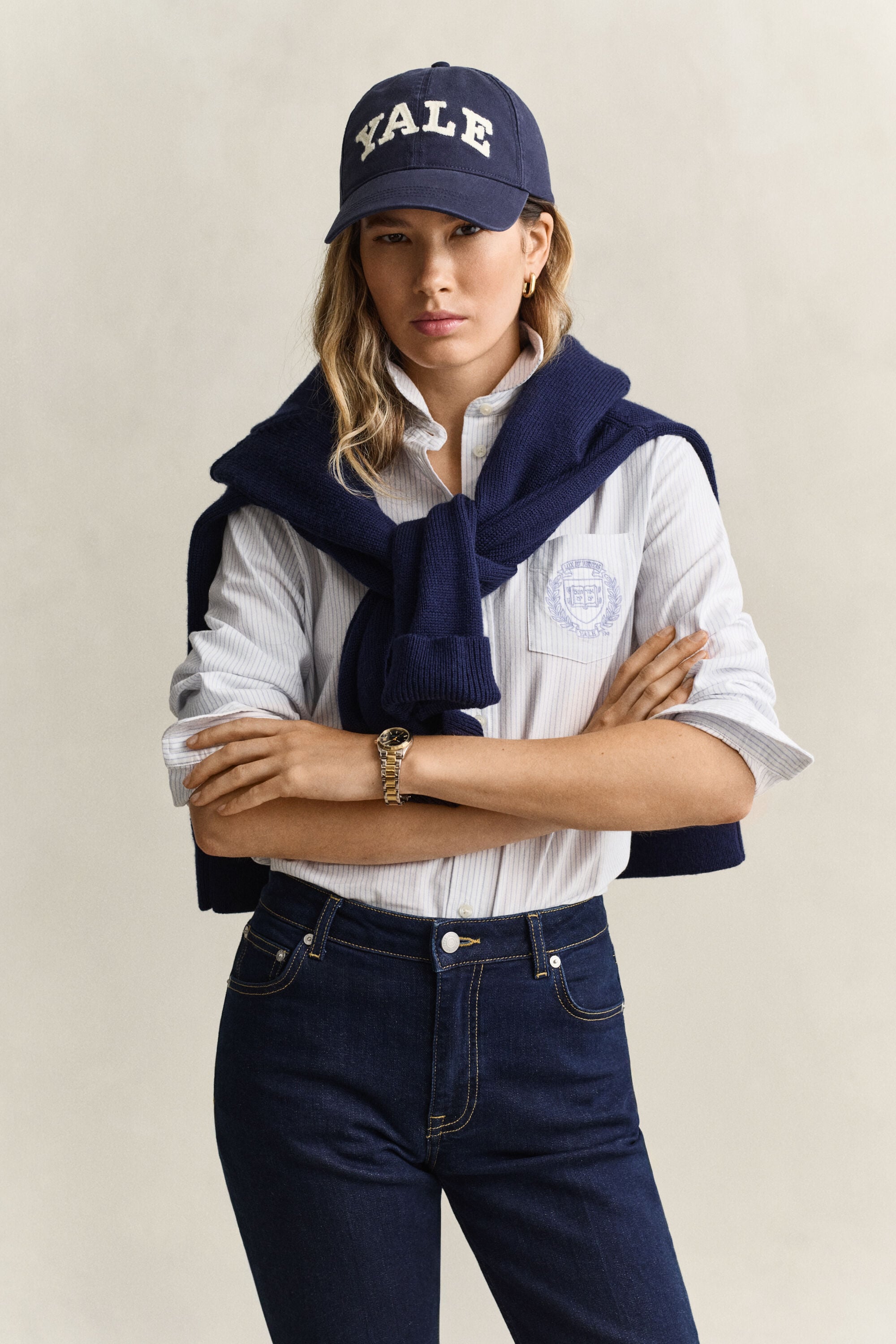 Gant x Yale randig oxfordskjorta.