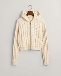 Teen Girls Shield cropped kabelstickad hoodie med dragkedja