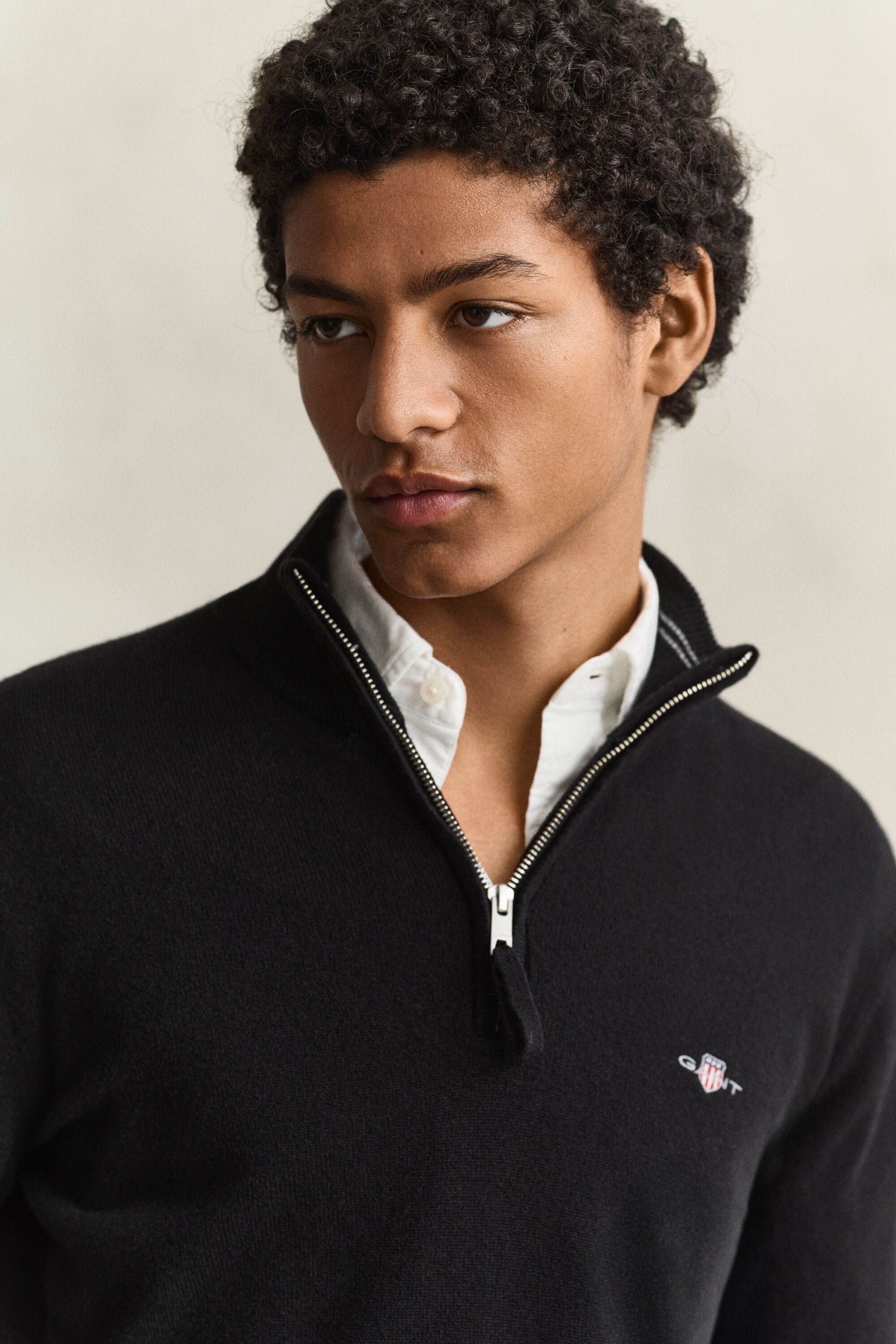 Tröja i lammull med half-zip