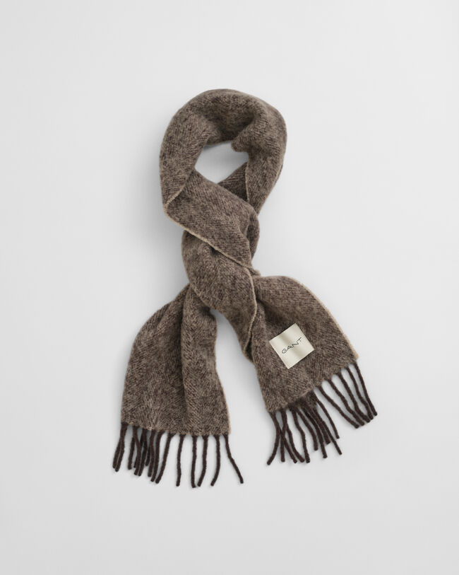 Fiskbensmönstrad halsduk i mohair och alpacka