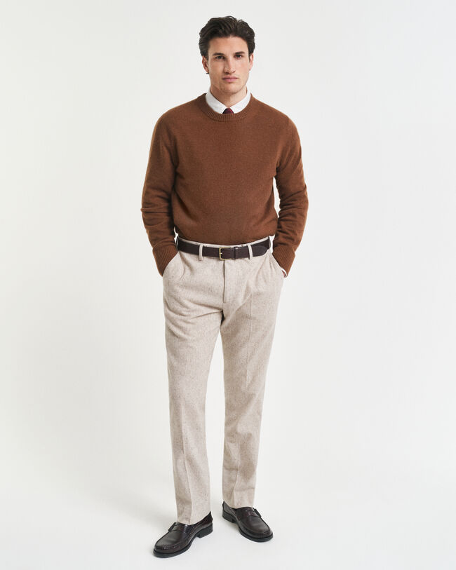 Slim fit kostymbyxor i donegalgarn