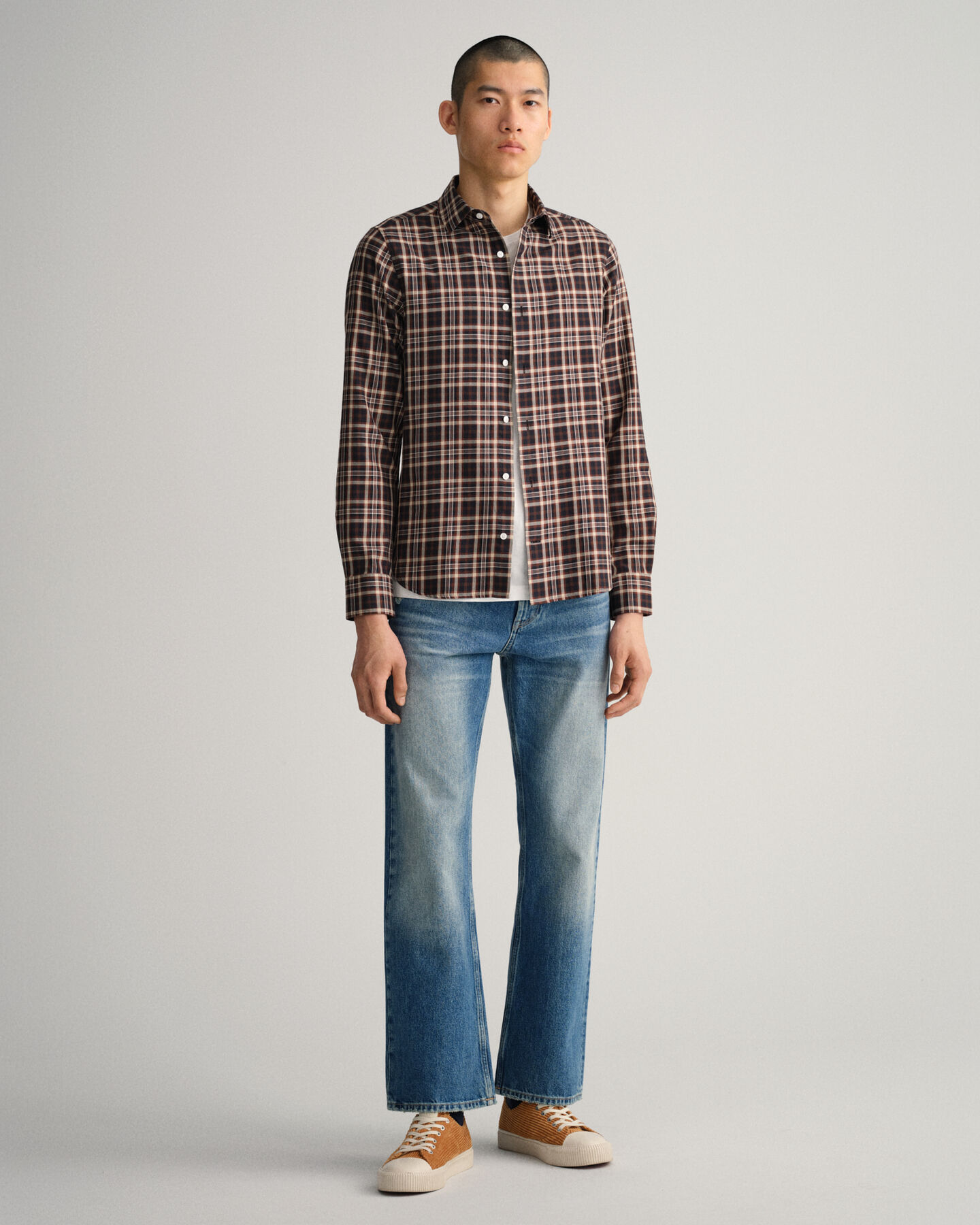 Slim fit rutig twillskjorta