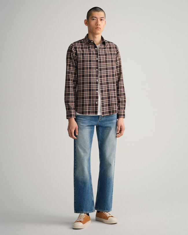 Slim fit rutig twillskjorta