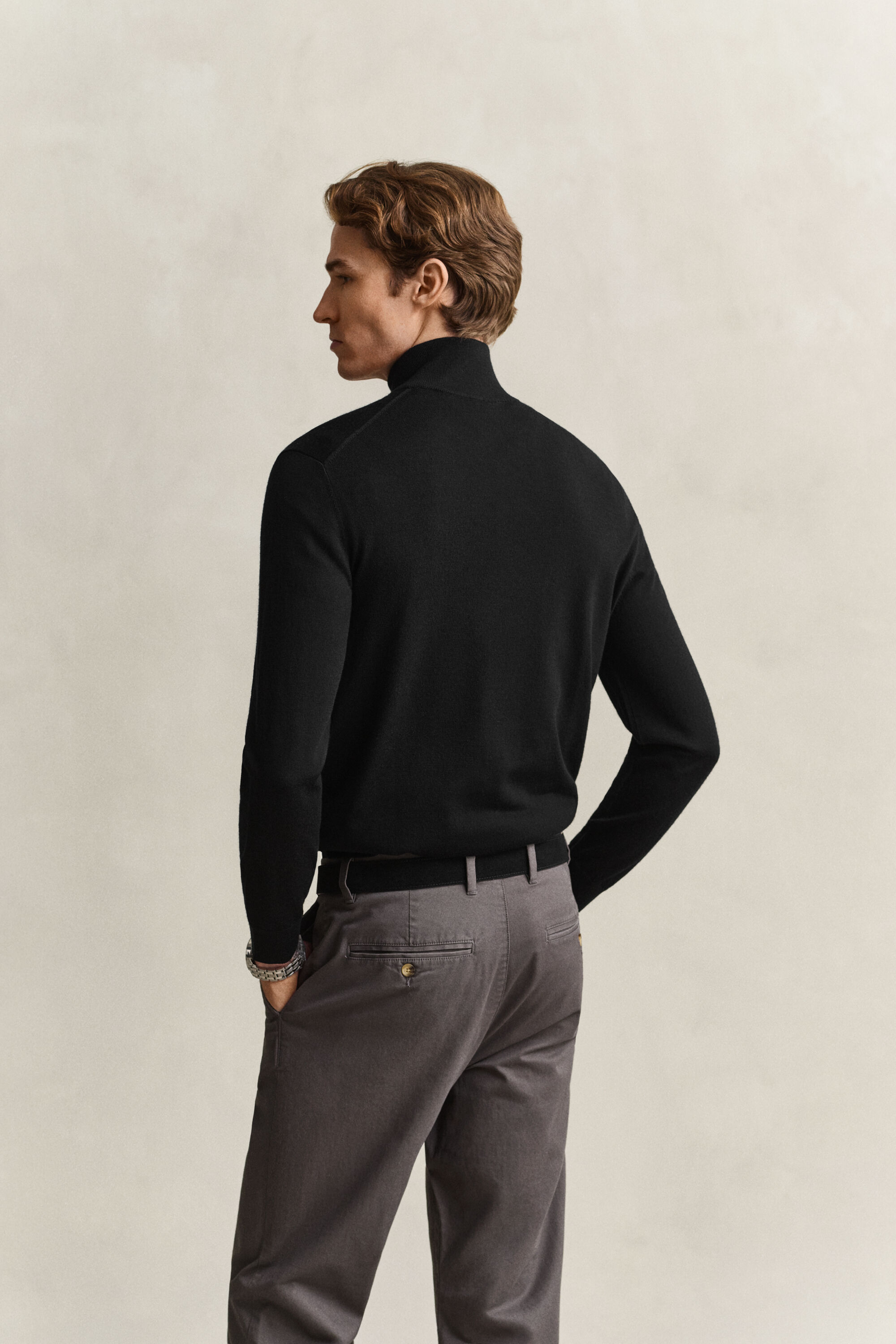 Tröja med half-zip i merinoull