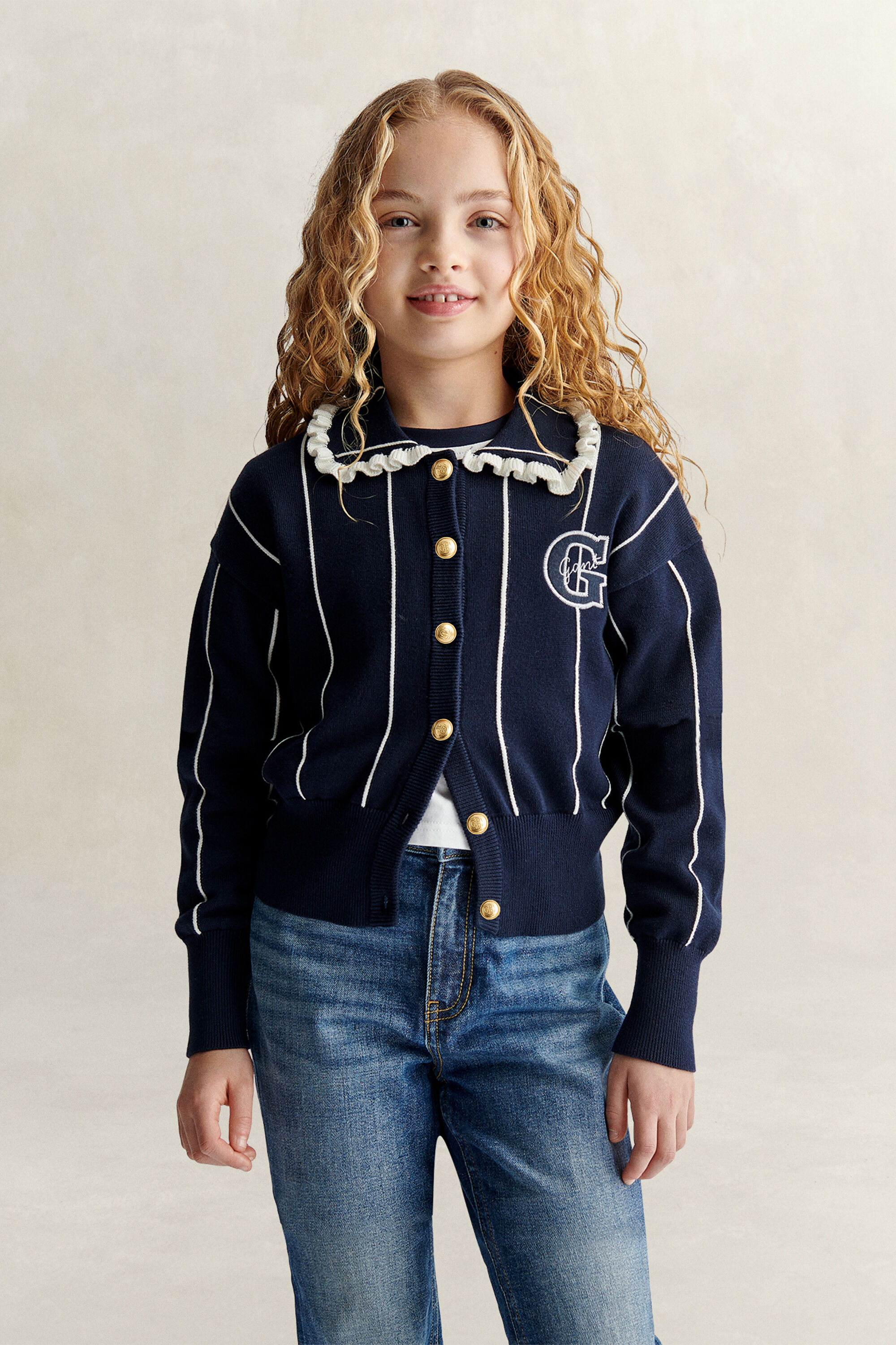 Teen Girls randig kofta