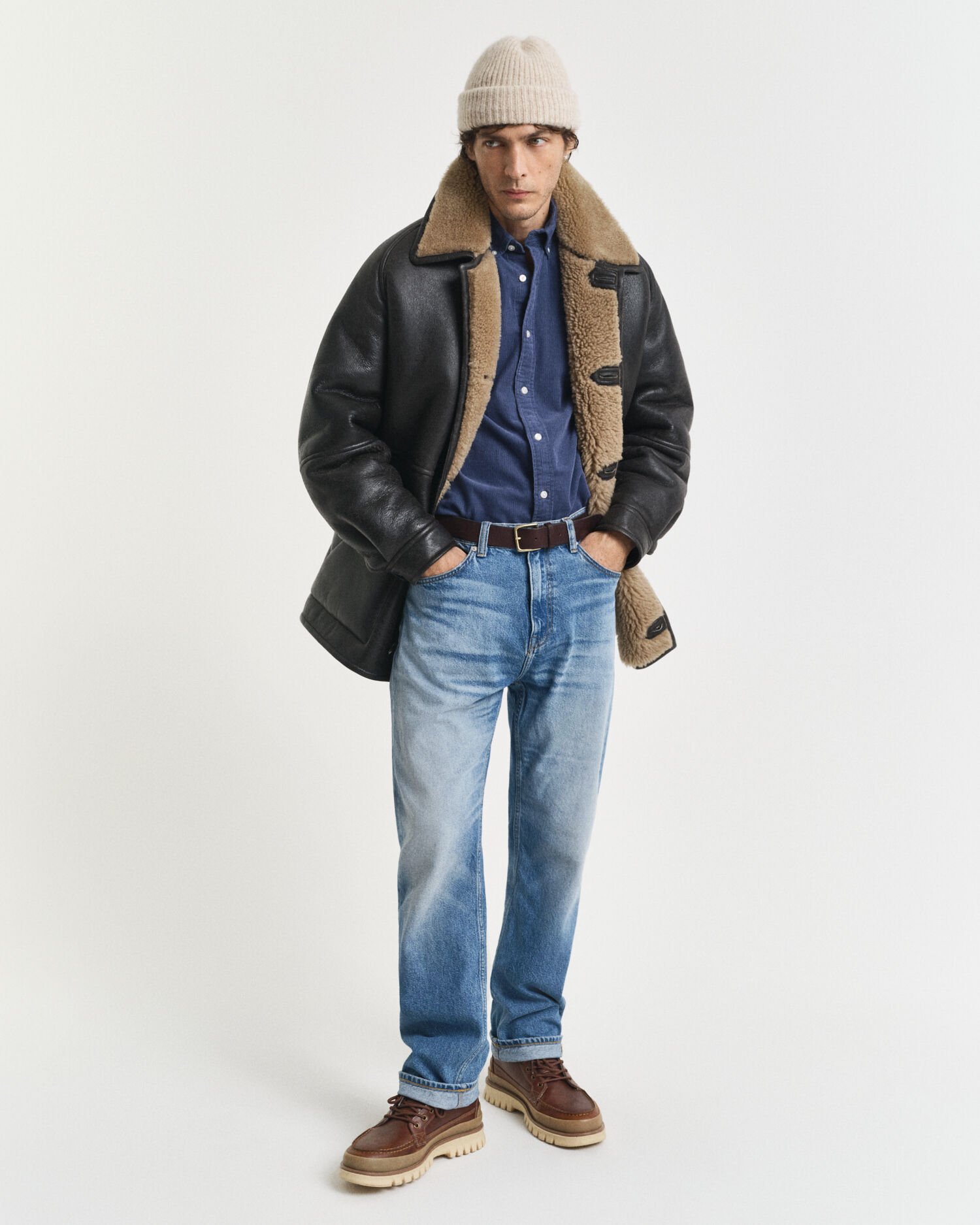 Regular fit skjorta i bomullsmanchester